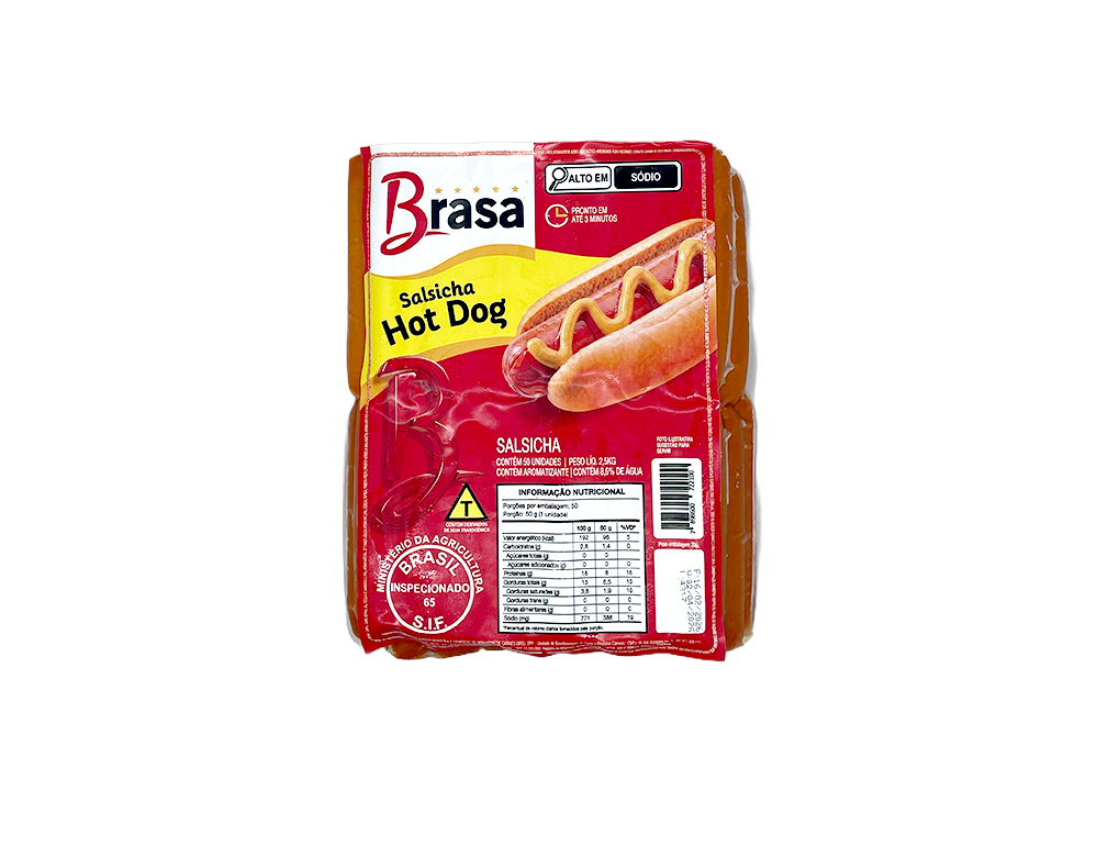SALSICHA RESFRIADA HOT DOG BRASA 2,5 KG (CX 6 PCT)